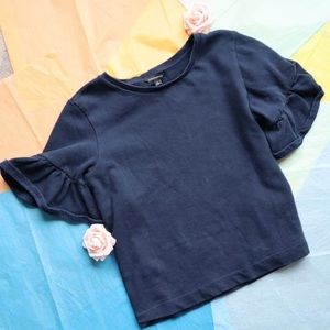 Banana republic navy blue ruffle sleeves